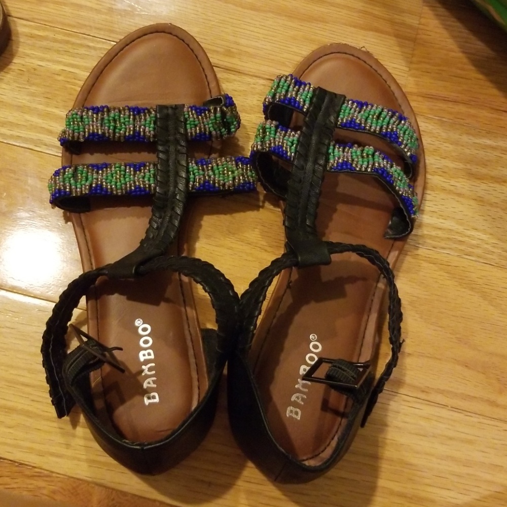 Beaded leather sandal